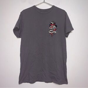 Ed Hardy Christian Audigier TShirt Size Large Gray Vintage Skull Top Hat Tattoo